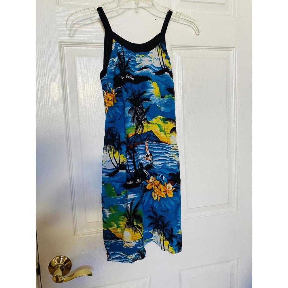 Girls large Tropical Print Casual Dress